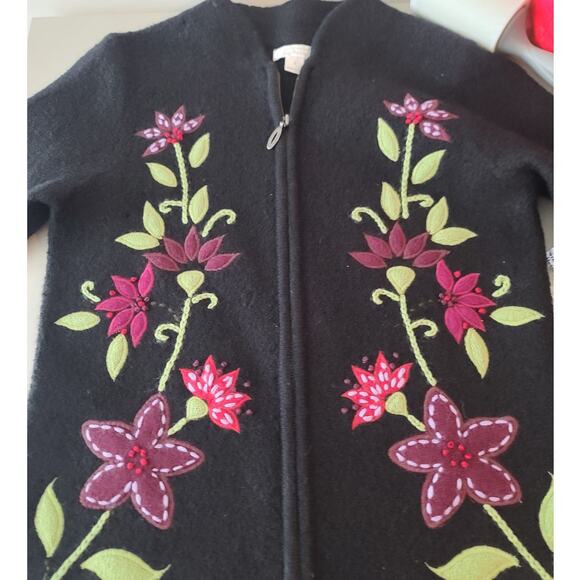 Christopher & Banks wool floral cardigan full zip sweater - small - Picture 3 of 8